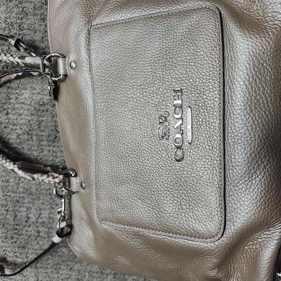 Coach Emma Satchel Metallic Pebble Leather Snake Embossed Size Medium - Picture 11 of 16